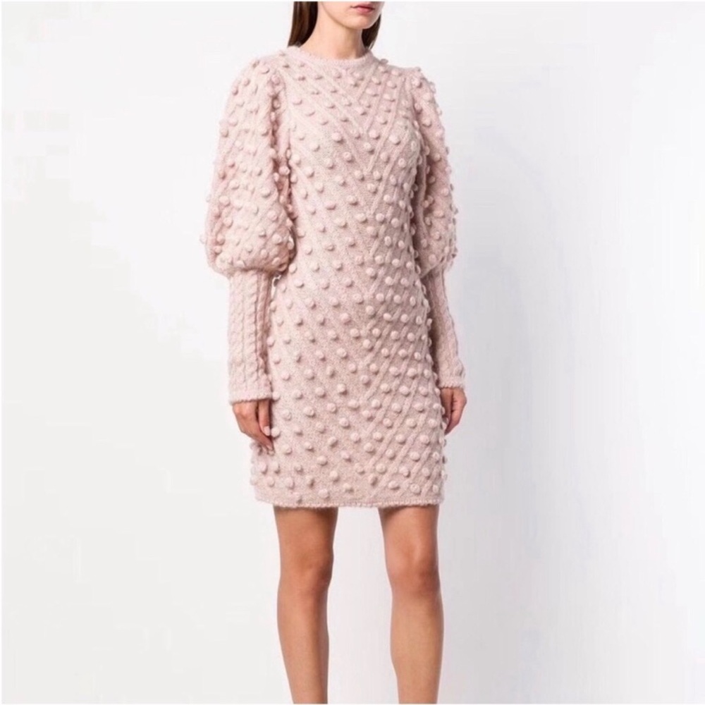 Zimmermann Dress Blush Textured Long Sleeve Dress